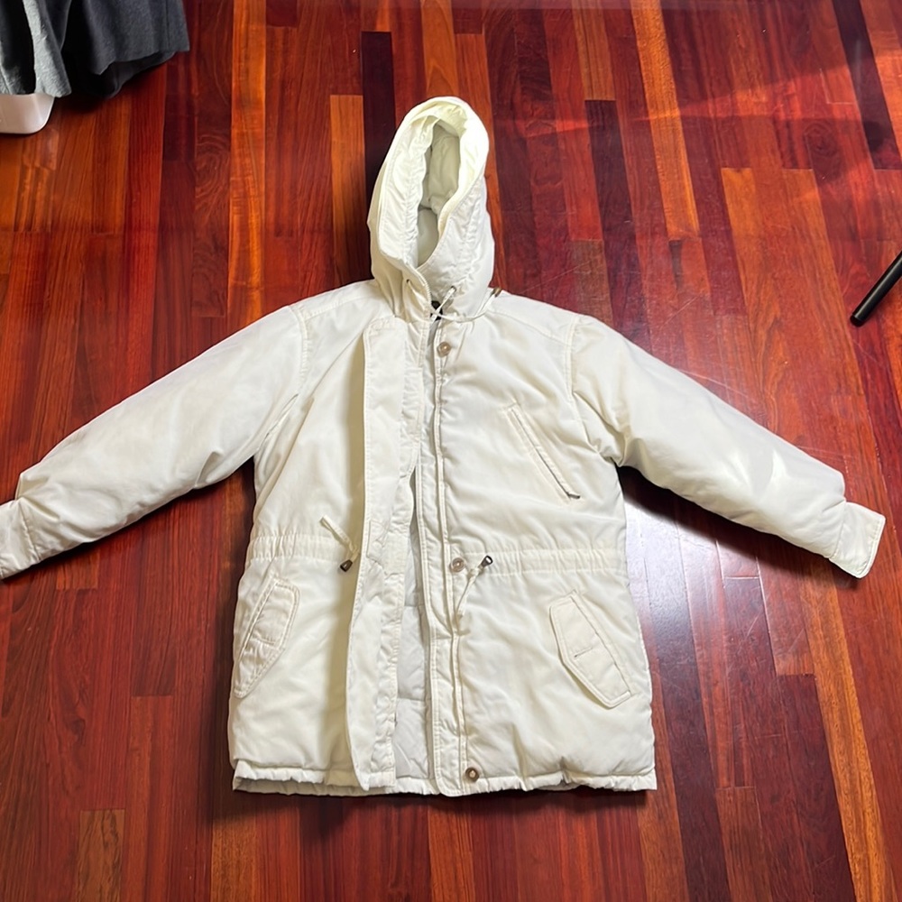 Womens Medium Eddie Bower very heavyweight Goose Down Winter Jacket light cream